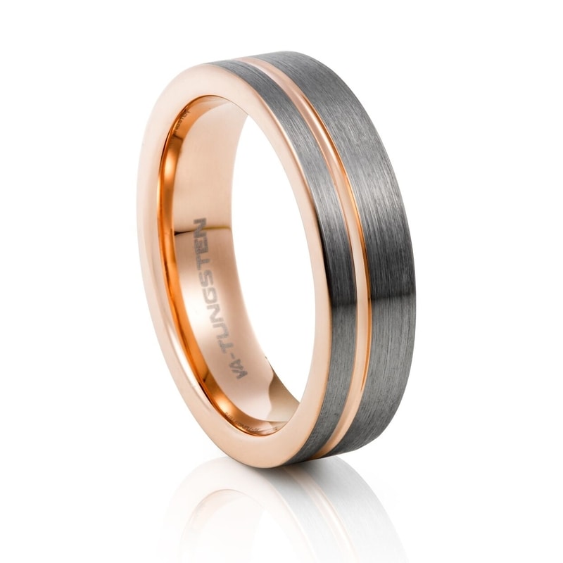 Brushed Tungsten Carbide with Rose-gold plating