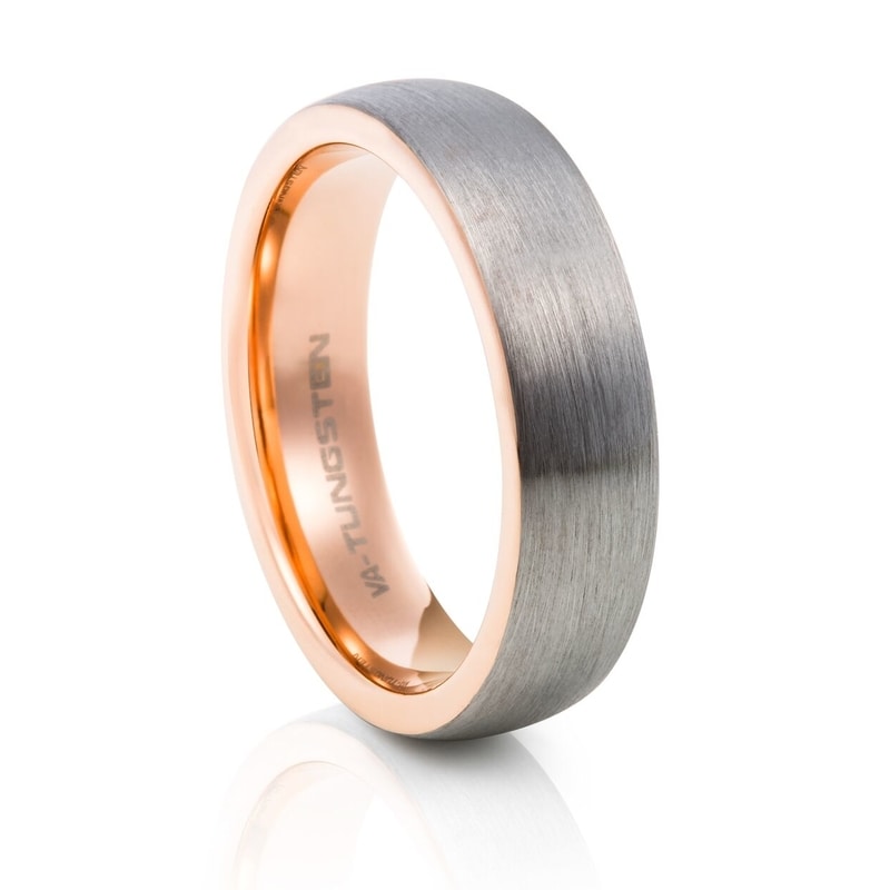 Tungsten Carbide Brushed metal with rose gold